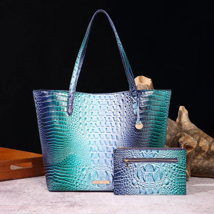 Leather Fashion Two Piece Crocodile Pattern Single Shoulder Tote Bag