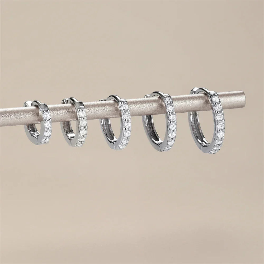 Silver 925 1 pair Women Small Hoops Earring Piercing Ear Cartilage Tragus Simple Thin Circle Anti-allergic Ear Buckle