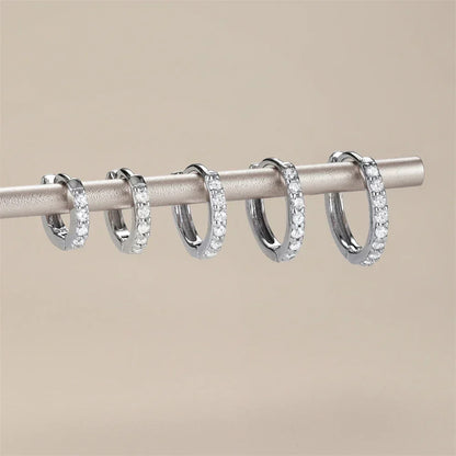 Silver 925 1 pair Women Small Hoops Earring Piercing Ear Cartilage Tragus Simple Thin Circle Anti-allergic Ear Buckle