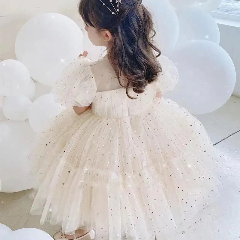 Summer Girls Dress Sequin Ruffles Elegant Toddler Girls Princess Dress For 2-10 Years Kids Party Evening Gown Kids Dresses
