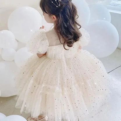 Summer Girls Dress Sequin Ruffles Elegant Toddler Girls Princess Dress For 2-10 Years Kids Party Evening Gown Kids Dresses