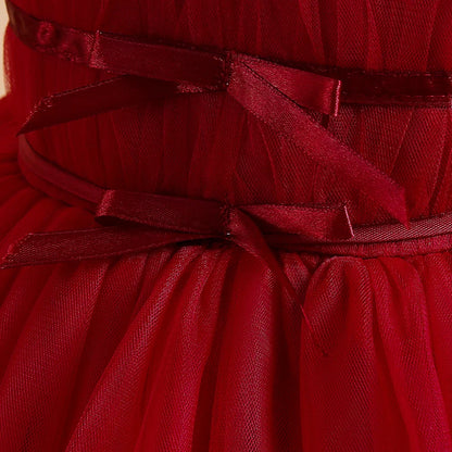 Vestidos de Festa de Daminha Batismo de Verão Meninas Elegante Tule Vestido de Noiva Formatura Menina Laço Princesa Vestido de Aniversário Fantasia de Natal
