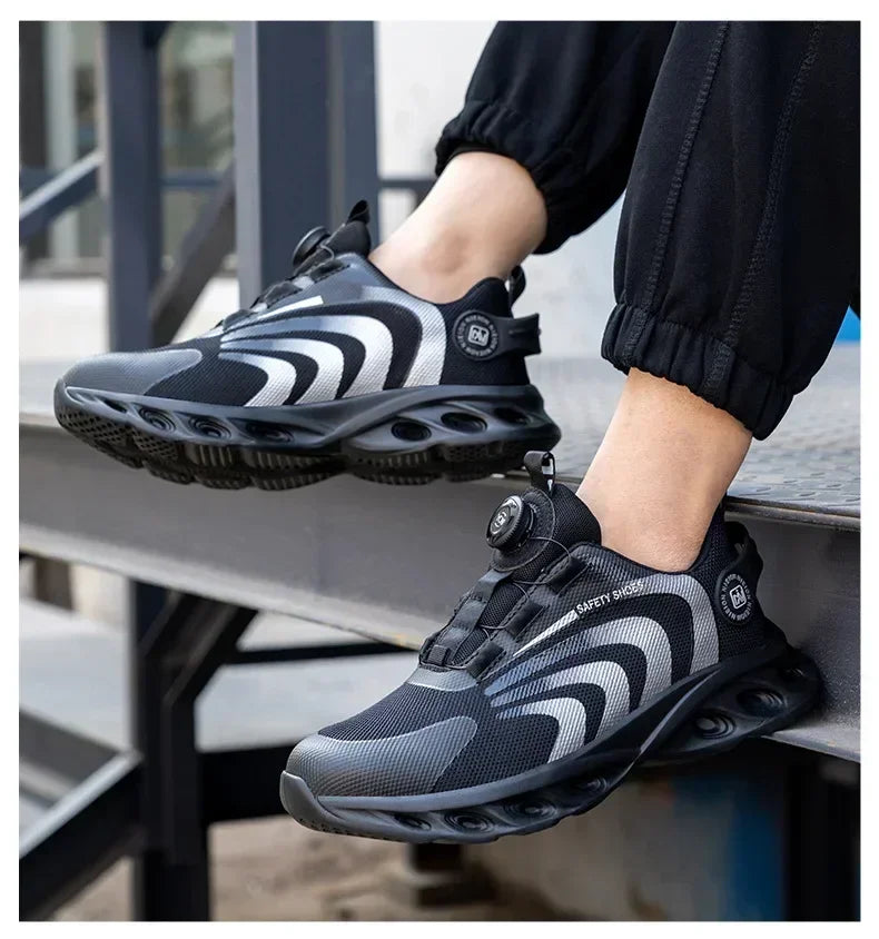 New Safetys Shoe Rotating Button Work Shoes Men Anti-smash Anti-puncture Shoes Fashion Men Sport Shoes Security Protective Boots