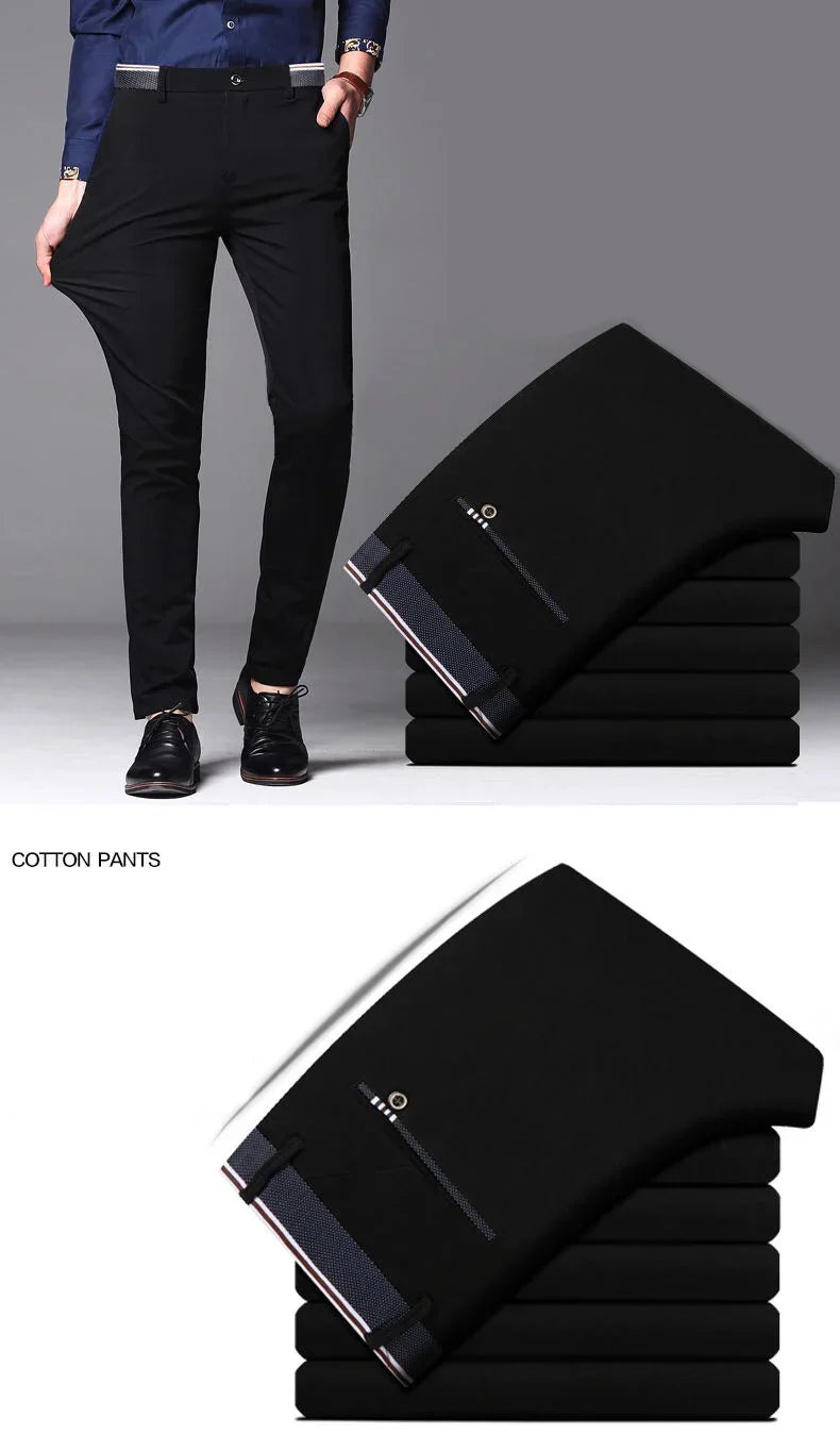 Men's Spring Summer Fashion Business Casual Long Pants Suit Pants Male Elastic Straight Formal Trousers Plus Big Size 28-40