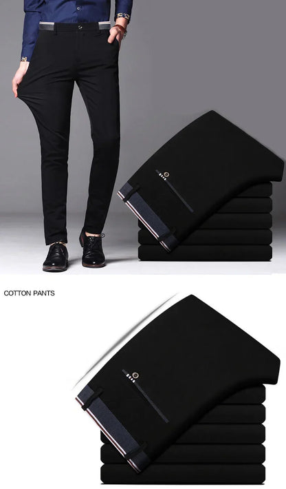 Men's Spring Summer Fashion Business Casual Long Pants Suit Pants Male Elastic Straight Formal Trousers Plus Big Size 28-40
