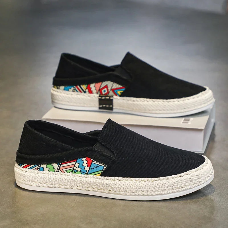 Sapatilhas Casuais Masculinas de Lona Tênis Masculino Slip-on Vulcanizado Confortáveis Sapatilhas Masculinas Mocassins Sapatos de Condução Zapatos Hombre