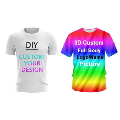 New DIY Pattern T-Shirt For Men Women Personalized Custom 3D Print T Shirts Summer Casual Short Sleeve O-Neck Tops Street Tees