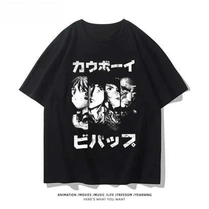 Wings of Liberty Printed Short Sleeve T-shirt Men's and Women's Fashion Loose Cotton Top