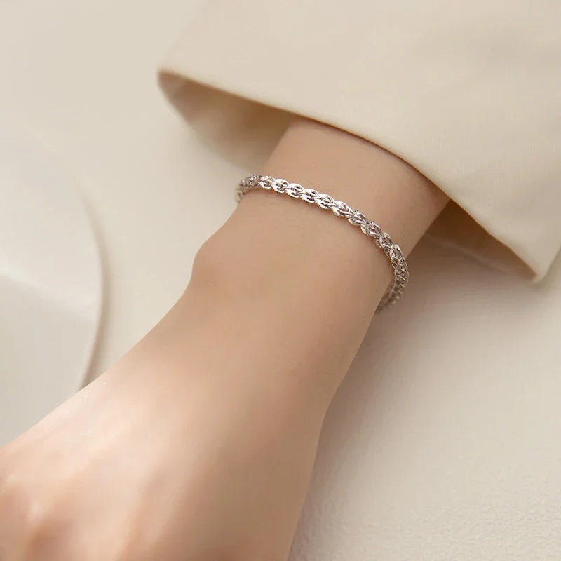 Authentic 925 Sterling Silver Gypsophila Bracelet Link Chain Bangle for Women Korea Style Wedding Engagement Fine Jewelry