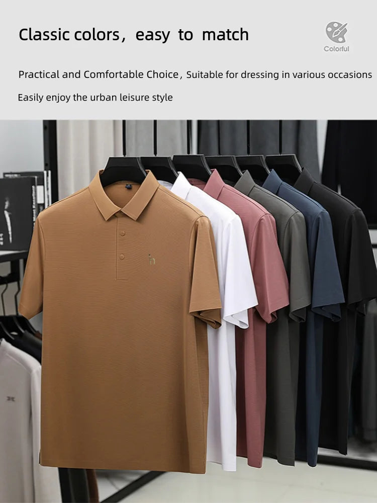 Luxury Brand Men's Polo Shirt New Lapel Print Short Sleeve T-Shirt Summer Breathable Skin Friendly Casual Business Mens Clothing