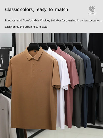 Luxury Brand Men's Polo Shirt New Lapel Print Short Sleeve T-Shirt Summer Breathable Skin Friendly Casual Business Mens Clothing