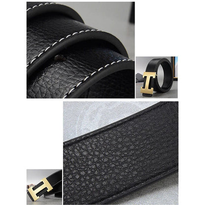 2026 New Casual Men's Belt High Quality Designer Genuine Second Cow Leather Belts Strap Male Metal Smooth Buckle Fashion