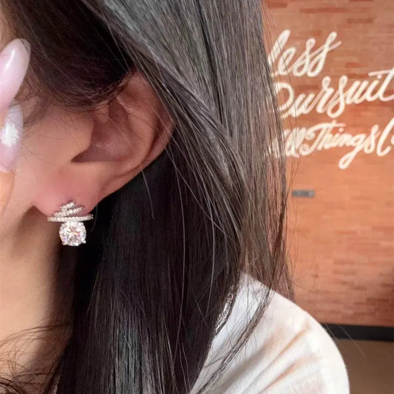 8mm/2carat Real Moissanite Stud Earrings for Women D Color VVS1 Sparkling Diamond with GRA Certificates S925 Silver Earrings