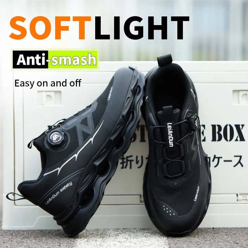 Rotary Button Design for Professional Use Men's Safety Work Shoes Anti-Impact Anti-Piercing Fashionable Sports Style