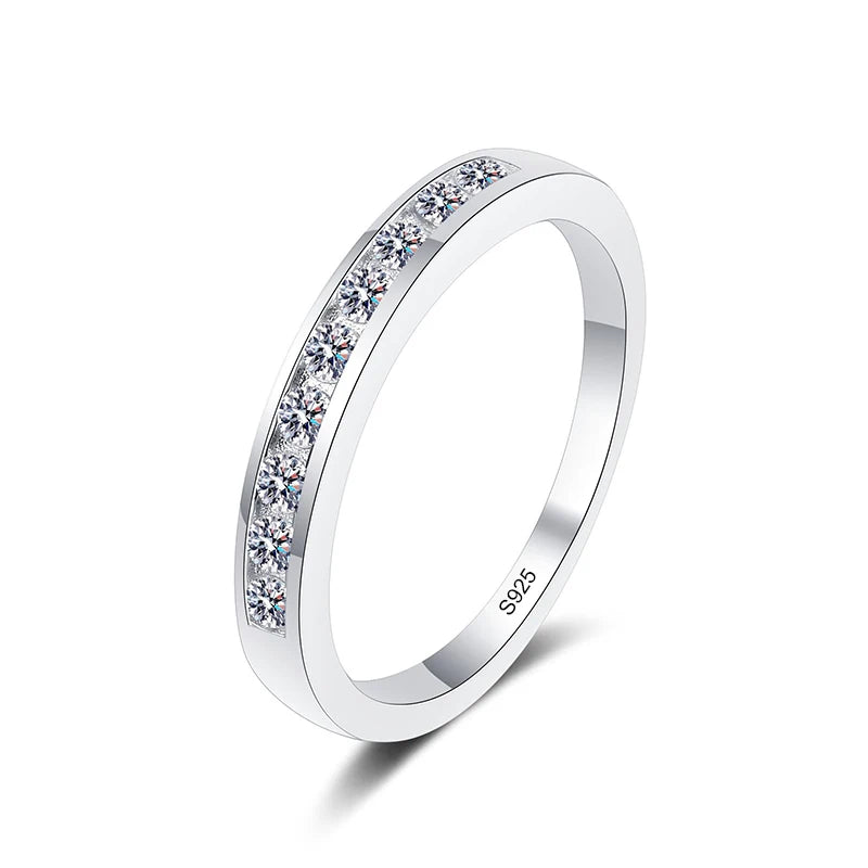 2mm Moissanite Ring for Women 925 Sterling Silver Rings with Gold Plated Wedding Bridal Proposal Promise Engagement Band