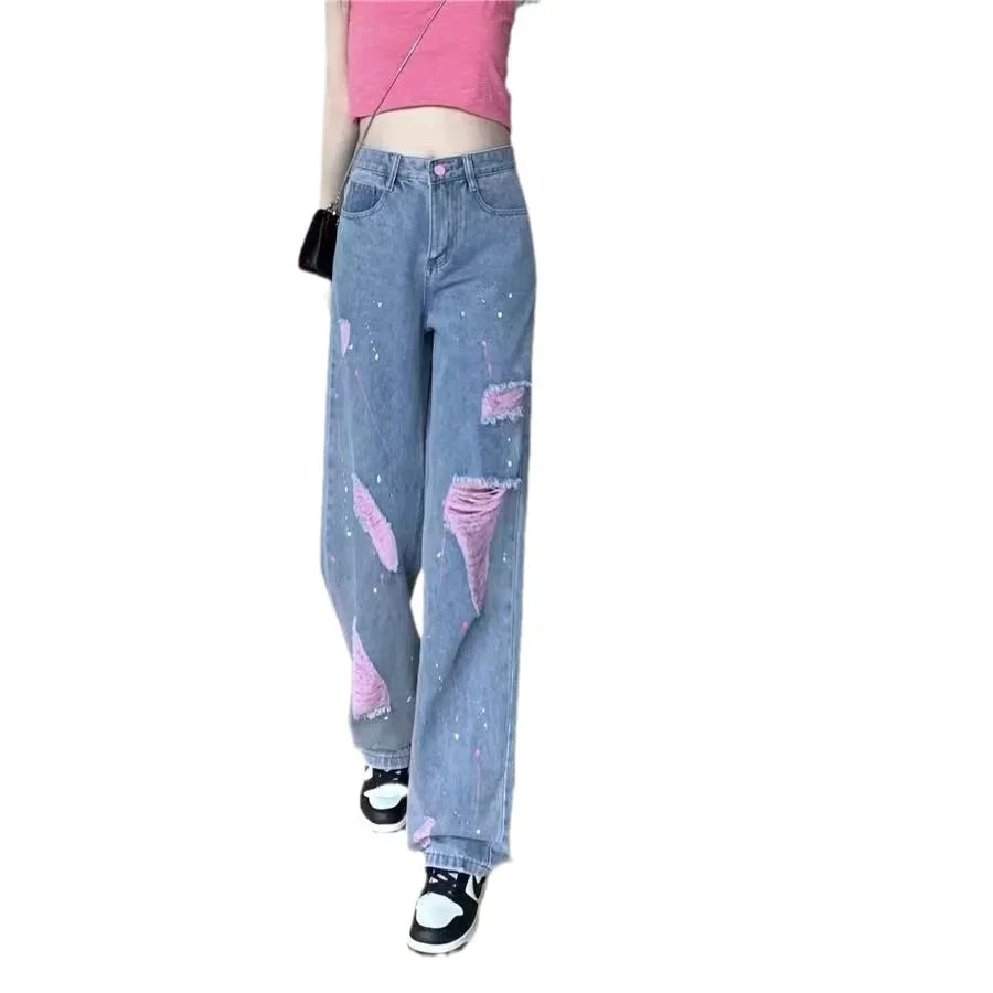 High-waisted Slimming Jeans Women's Loose-fit Draped Trousers