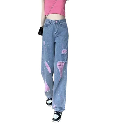 High-waisted Slimming Jeans Women's Loose-fit Draped Trousers