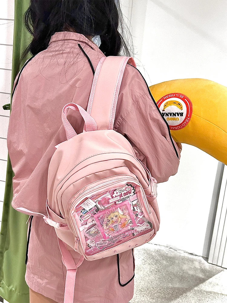 Cute Mini Backpack Women Kawaii Ita Bag Sweet Girl Transparent Rucksack DIY Personality Display Knapsack Lolita Shoulder Bag