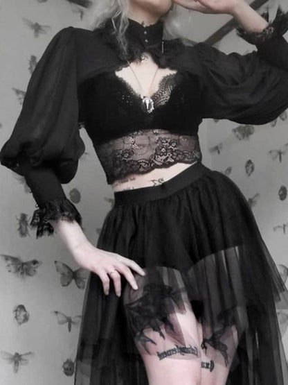 Sleeve Smock High Street Sexy Black Winter Long Sleeve Crop Top Aesthetic Fairy  Blusas Mujer De Moda 2022