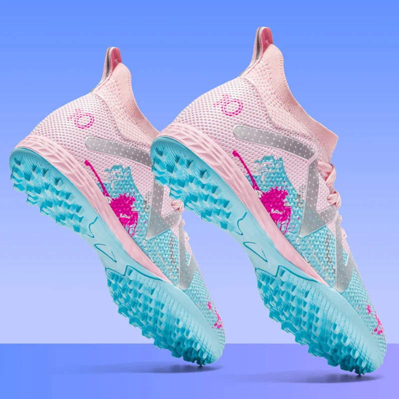 Professional Soccer Shoes TF Broken Nail Teenagers Durable Looking HighTops Training Shoes Adult Outdoors Non Slip FootballShoes