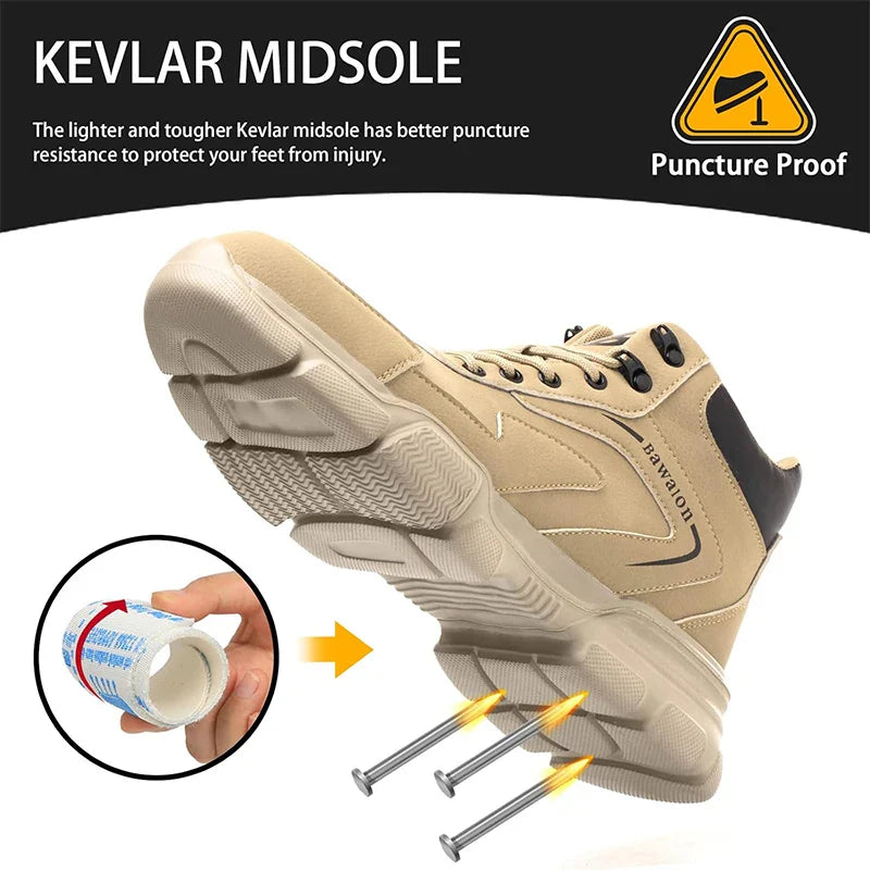 Waterproof Work Boots for Men Women Steel Toe Boots Lightweight Indestructible Slip Resistant Construction Safety Boots