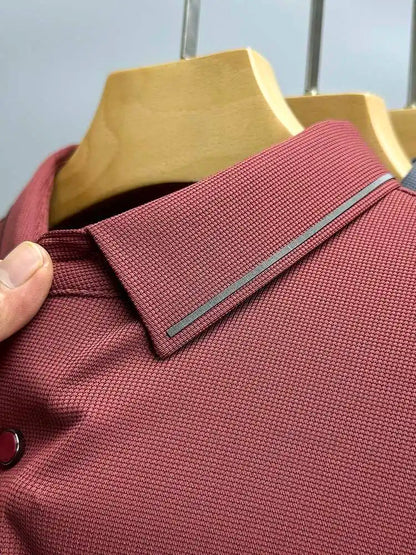 Luxury summer new ice silk breathable polo shirt men's short sleeve high-end exquisite letter embroidery casual lapel T-shirt