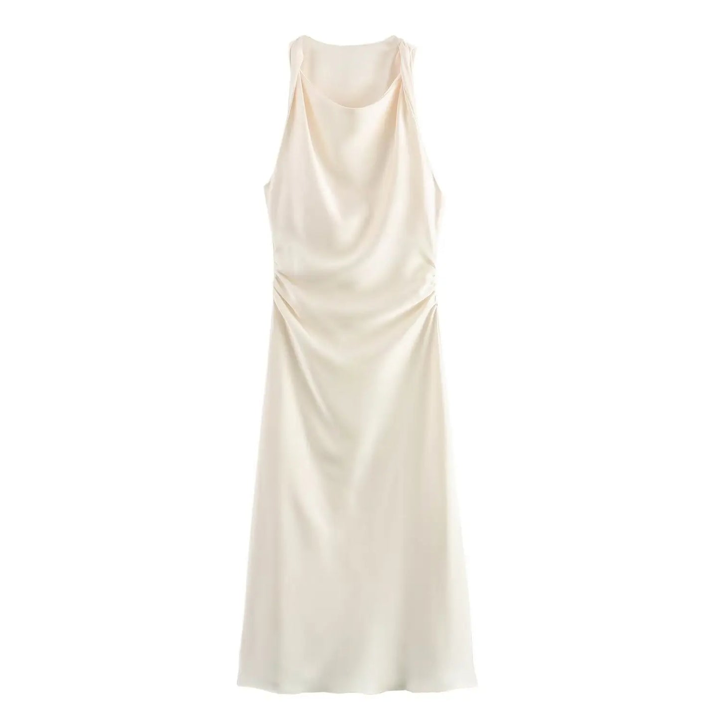 Satin Ruched Long Dresses for Women Sleeveless Summer Dress Woman off Shoulder Party Womens Dresses Beach Female Dress
