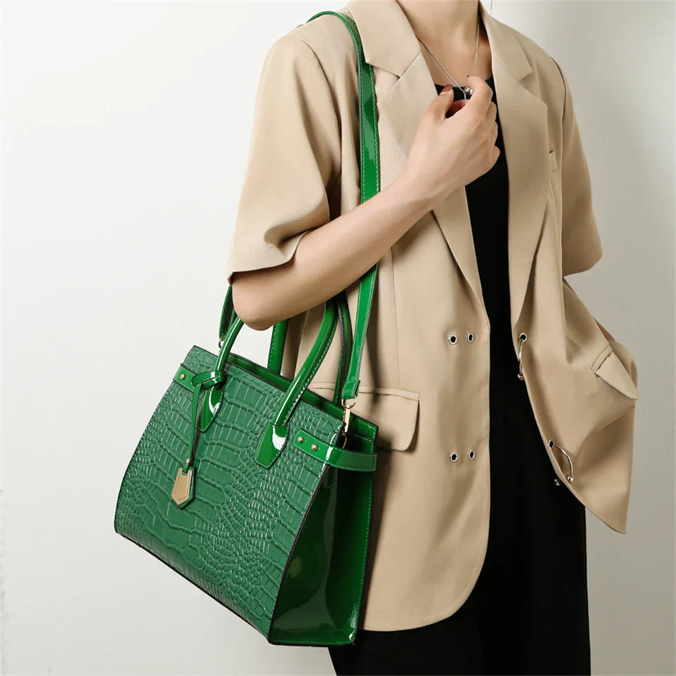 Pantent Leather Women Messenger Bags Crocodile Female Crossbody Shoulder Hand bags For Women 2024 High Quality Ladies Handbags