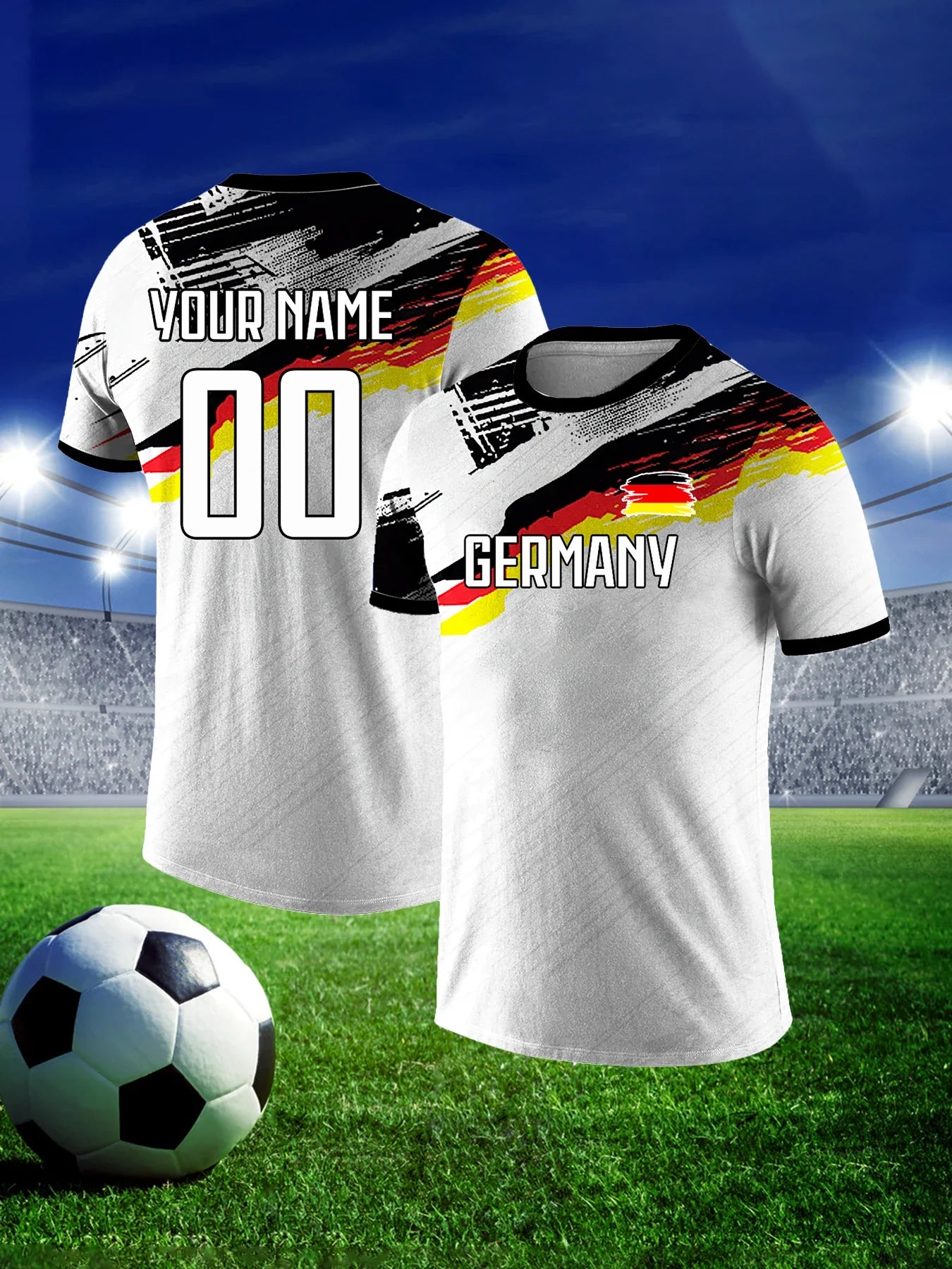 Customized Men's Germany National Team Soccer T-shirt Personalized Name Number Football Shirt, Breathable Quick Dry Sportswear