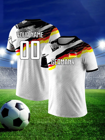 Customized Men's Germany National Team Soccer T-shirt Personalized Name Number Football Shirt, Breathable Quick Dry Sportswear