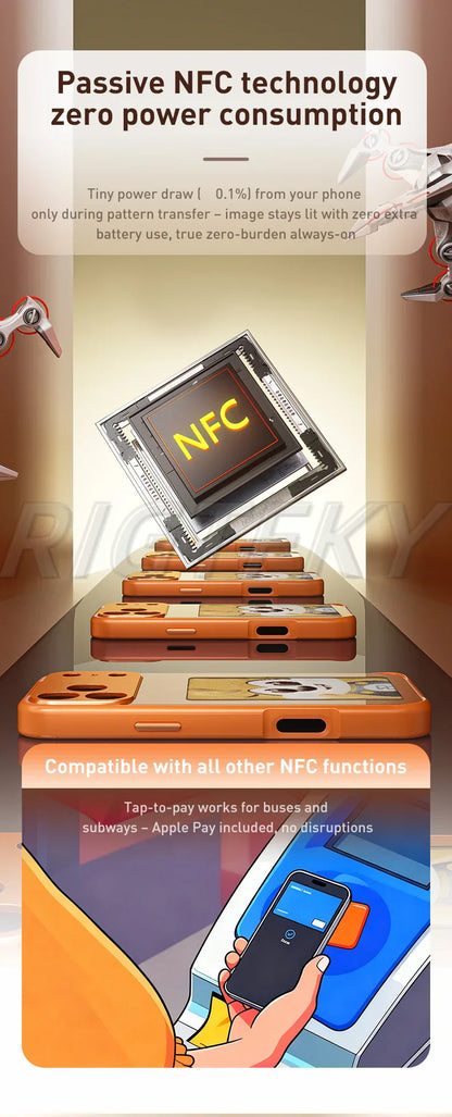 For IPhone 17 Pro Max 17Pro 17 E-ink Mobile Phone Cases Screen Image Ai NFC technology Transmission DIY No Battery Tech Cover