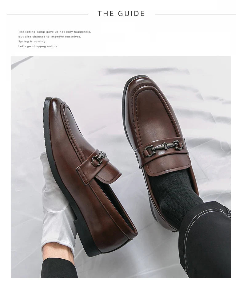 Classic Formal Leather Shoes Men Retro Party Social Office Leather Shoes Man Trend Men's Dress Shoes Casual Business Loafers Man