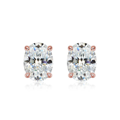 1ct-4ct Oval Moissanite Wedding Earrings For Women S925 Silver Plated 18K Gold Can Pass Diamond Test Party Earrings Gift