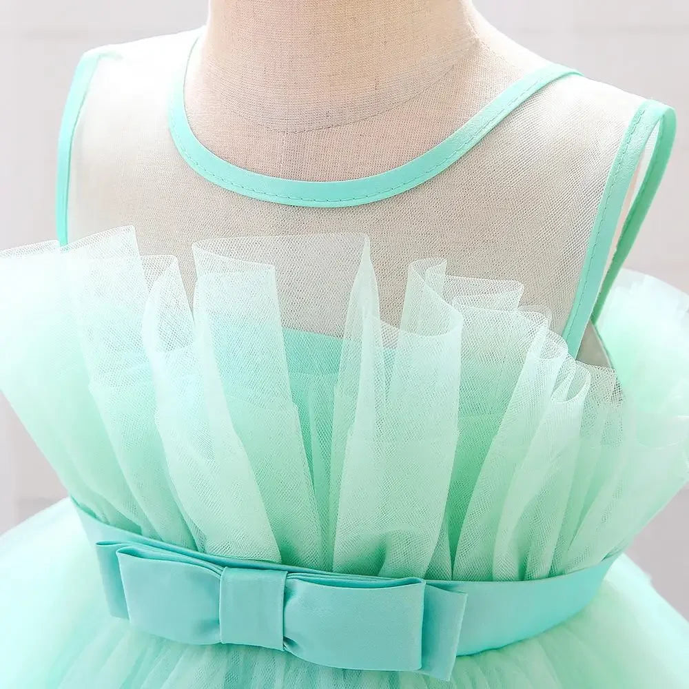 Baby Yellow Dress For Girls Kids Wedding Bridesmaid Dresses Toddler Tulle Birthday Princess Party Dress Infant Outfits Vestidos