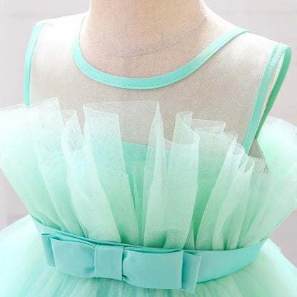 Baby Yellow Dress For Girls Kids Wedding Bridesmaid Dresses Toddler Tulle Birthday Princess Party Dress Infant Outfits Vestidos