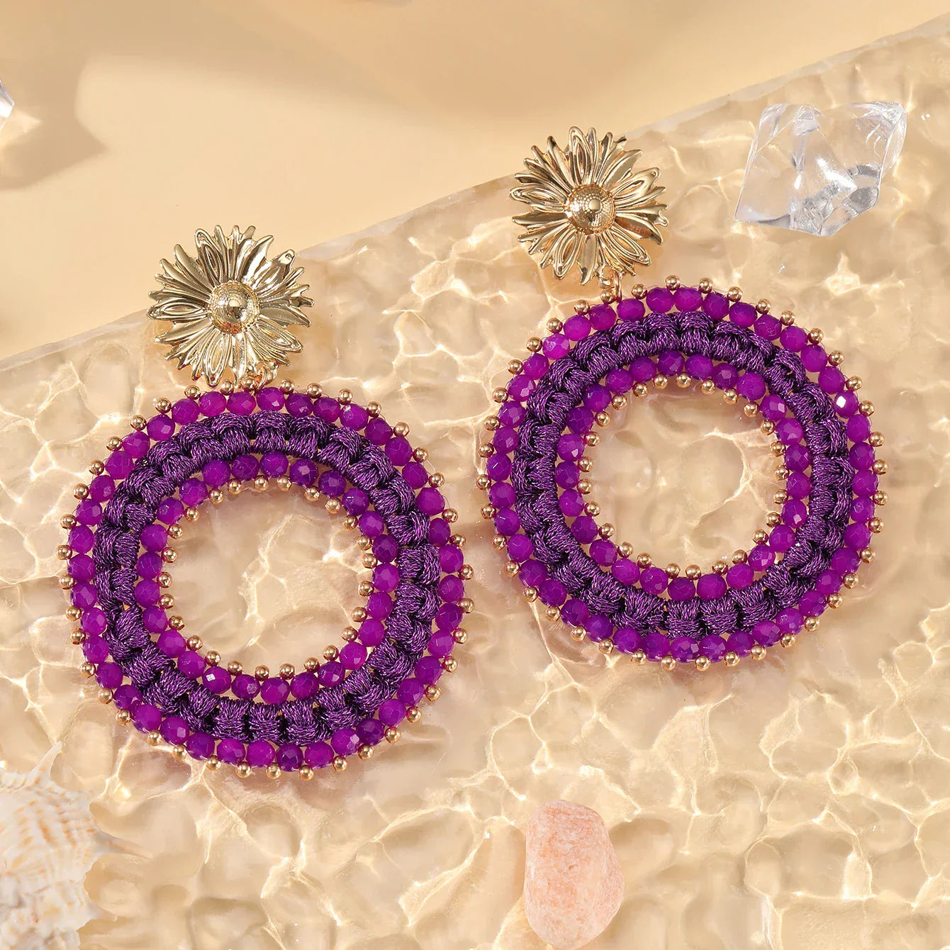 Big Water Drop Shape Drop Earrings For Women Colorful Beads Handmade Threading Crystal Long Earrings Jewelry Gift EA144