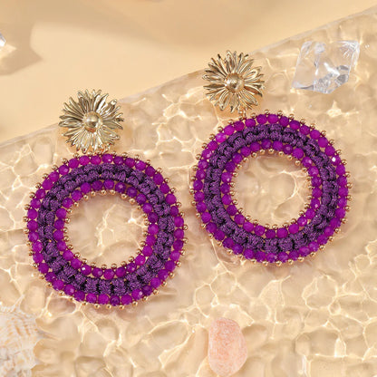 Big Water Drop Shape Drop Earrings For Women Colorful Beads Handmade Threading Crystal Long Earrings Jewelry Gift EA144