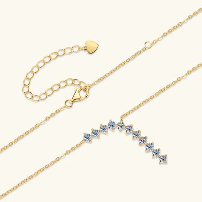 1.7cttw D color Moissanite Earrings Necklace 925 Sterling Silver Y-Shaped Pendant Necklaces Jewelry Set For Women Charming Gift