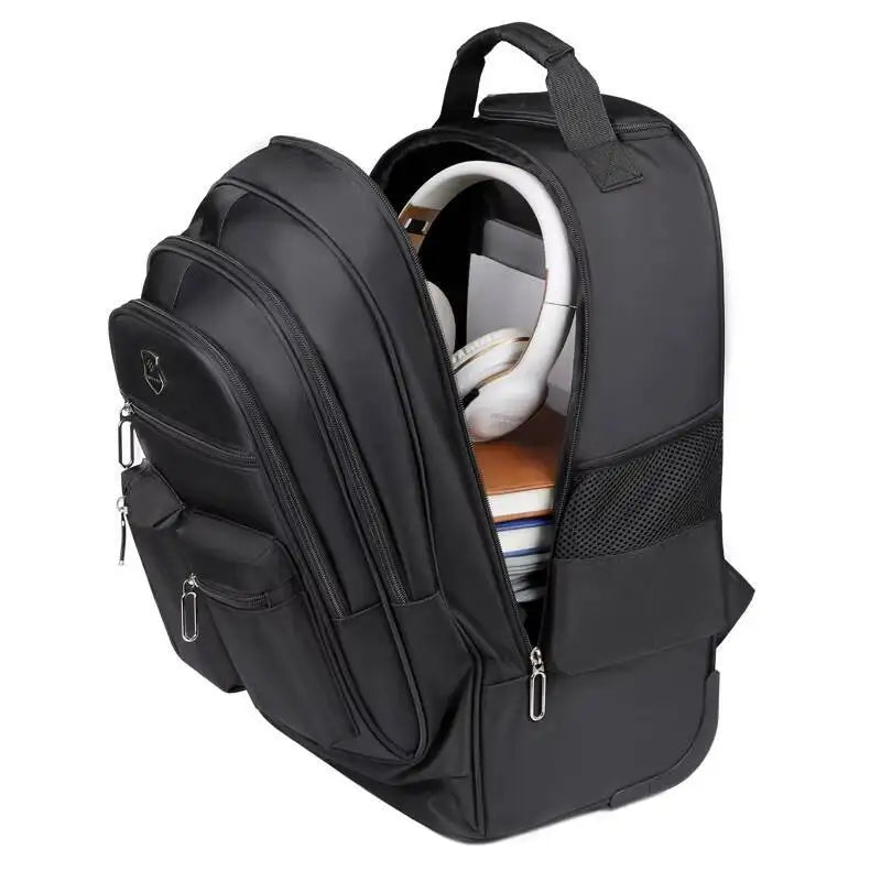 Large Capacity Travel Backpack With Wheels Hidden Pull Rod Waterproof Carry On Luggage Weekend Travel Bag For Men Business Trip