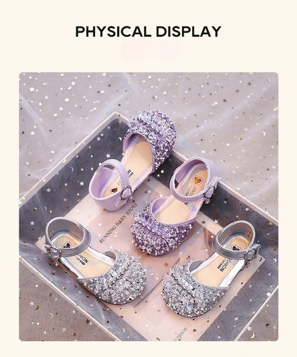 Princess Girls Party Shoes Children Sandals Gorgeous Rhinestone Low Heels Shoes Girl Sandals mary janes Dress Shoes Child I06106