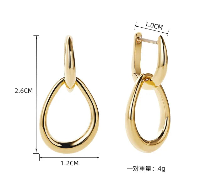 14K Gold-Plated Hypoallergenic Geometric U-Shaped Water Drop Earrings for Women Fashion Minimalist Pendant Earrings Jewelry Gift