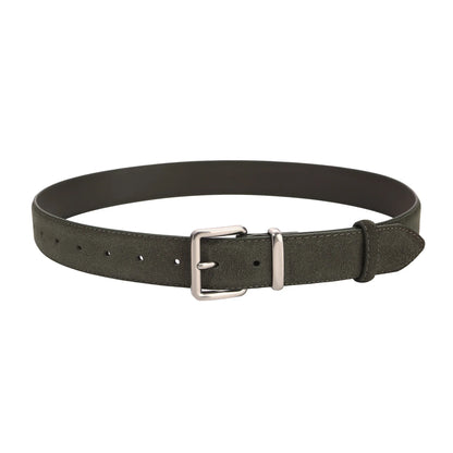 Luxury Suede Cowhide Leather Belt for Women, Vintage Style with Gold Buckle, 3.3cm Wide Waistband for Dresses & Jeans
