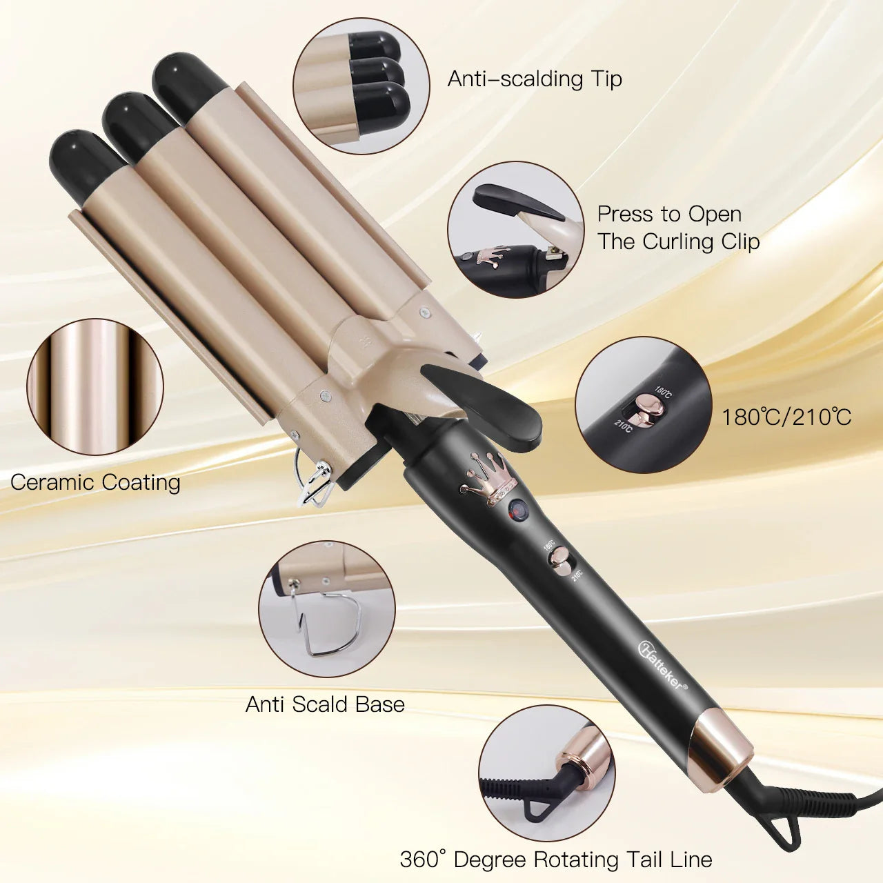 25MM Curling Iron Egg-Shaped Salon Professional Constant Temperature Hair Protection Negative Ion Big Wave