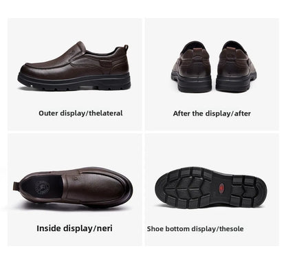 Golden Camel Men's Shoes 2026 New Business Casual Soft Sole Leather Shoes Brand Design Soft Soles Non-slip Velvet Warm Loafers