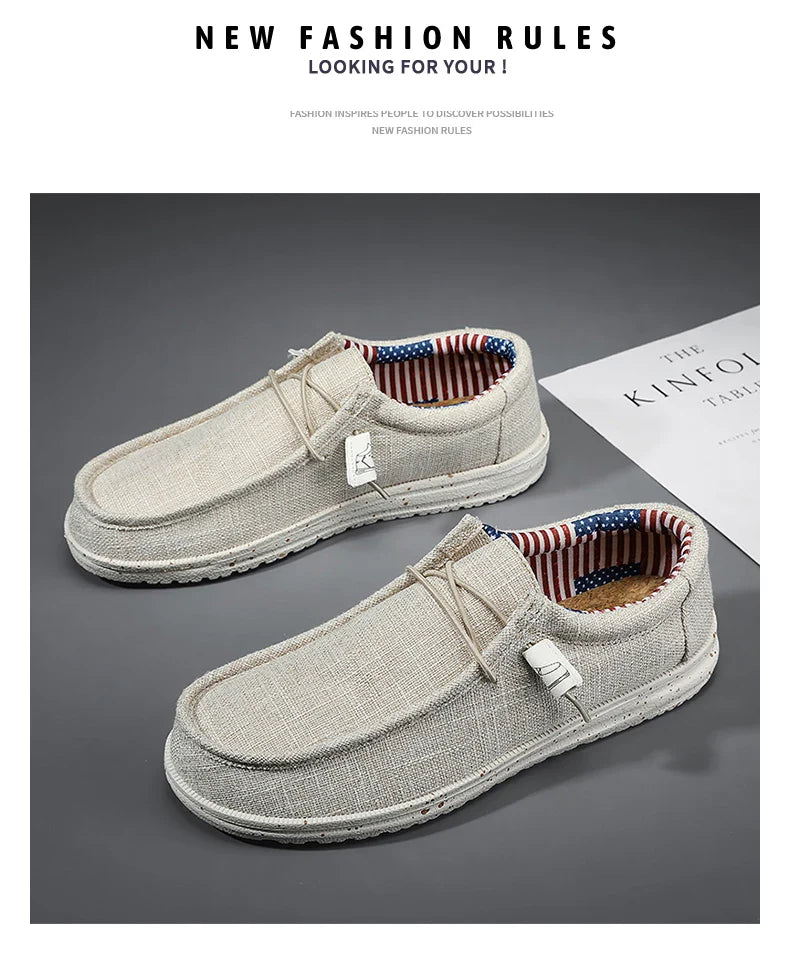 Men Shoes Casual Canvas Loafers Shoes Light Breathable Flats Leisure Male Vulcanized Shoes Walking Sneakers Plus Size 39-46