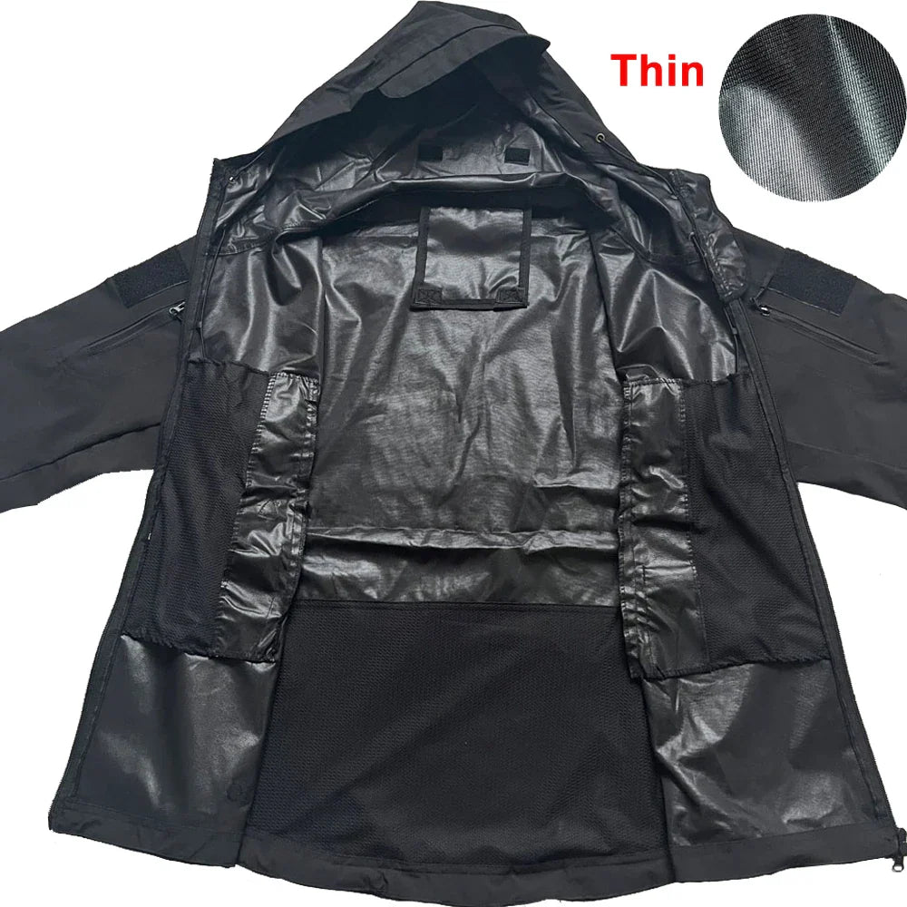 Jaquetas Militares Masculinas Soft Shell Shark Skin Táticas Corta-vento Impermeáveis Jaquetas Masculinas de Combate Casacos Bomber Masculinos com Capuz