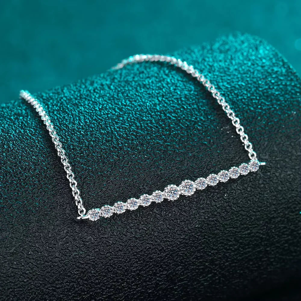 D VVS1 All Moissanite Bracelets for Women 0.24ct Round Lab Diamond GRA S925 Sterling Silver Plated 18k Dainty Bracelet