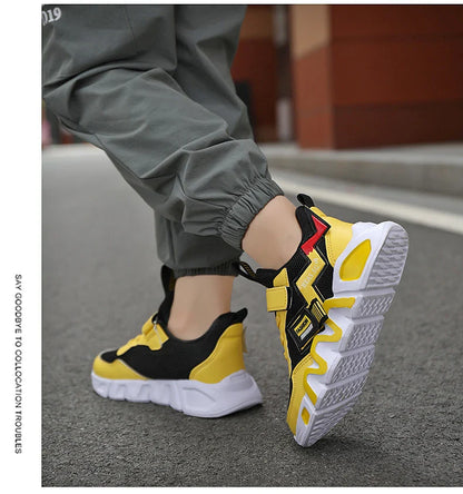 Yellow Boys Basketball Shoes Soft Non-slip Kids Sneakers Thick Sole Children Sport Shoes Outdoor Girls Trainer Basketball