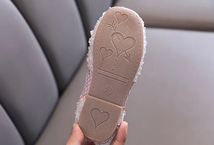 Children Princess Shoes Glitter Party Wedding Shoes for Girls Fashion Rhinestone Toddlers Ballet Flats Causal Kids Leather Shoes