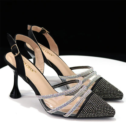 Newest INS Style Orange Color Elegant High Heels Nigeria Popular Design African Ladies Shoes And Bag Set